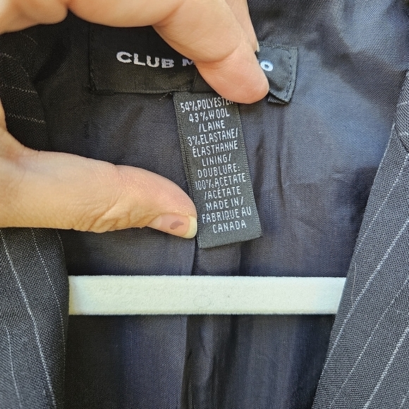 Club Monaco black pinstripe wool-blend single button blazer size 4 - Picture 6 of 7